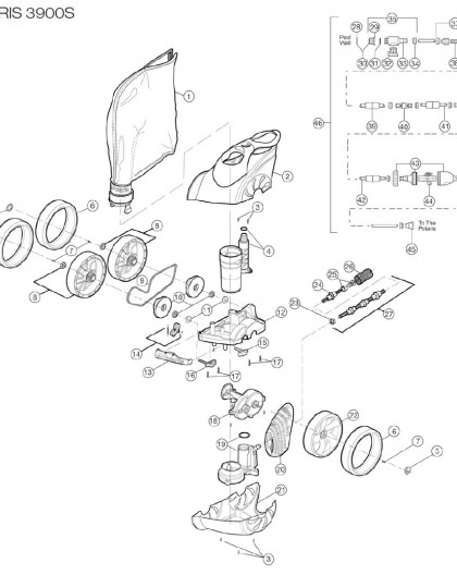 Flotteur tuyau alimentation pour Polaris 3900S, sur image Num 39