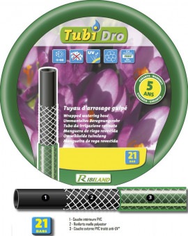 Tuyau TUBIDRO guipe vert translucide 25m diam 25mm