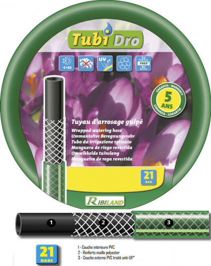 Tuyau TUBIDRO guipe vert translucide 25m diam 25mm