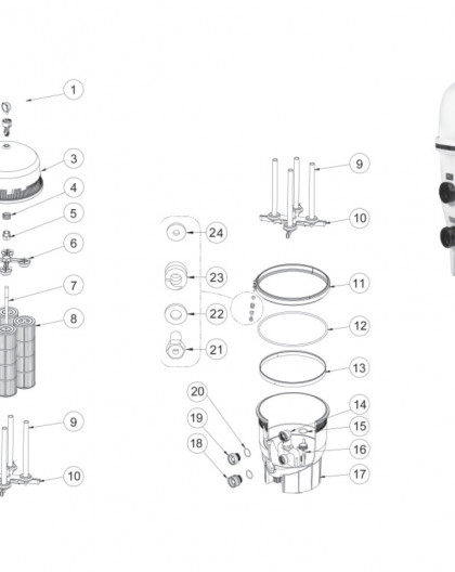 Tube inférieur de sortie pour filtre diatomée QUAD DE - Num16